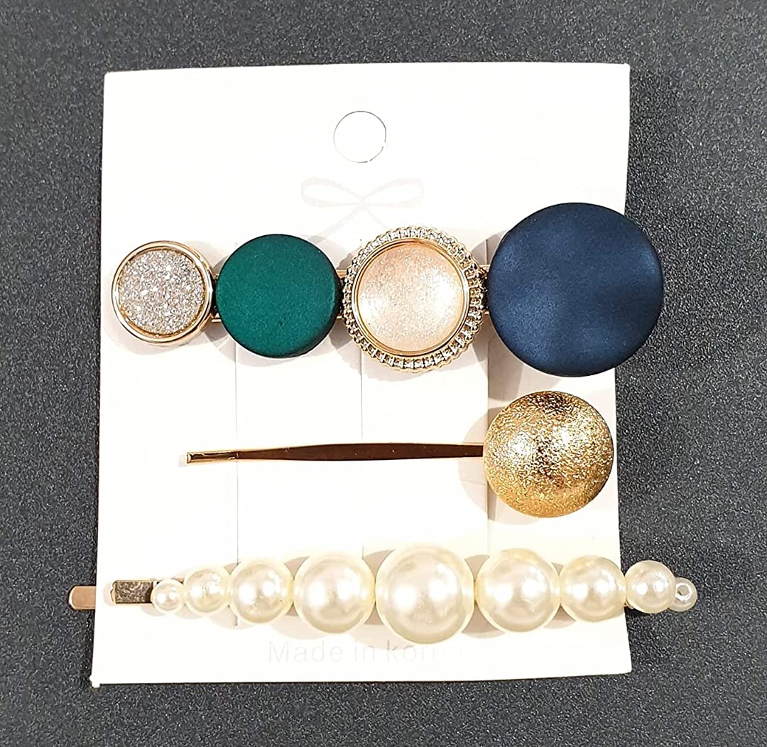 Elegant Pearl Rhinestone Hair Clips for Women - Korean Style Hair Barrettes Set of 3 - Perfect Hair Accessories for Wedding, Party & Daily Use (CLIP-9)