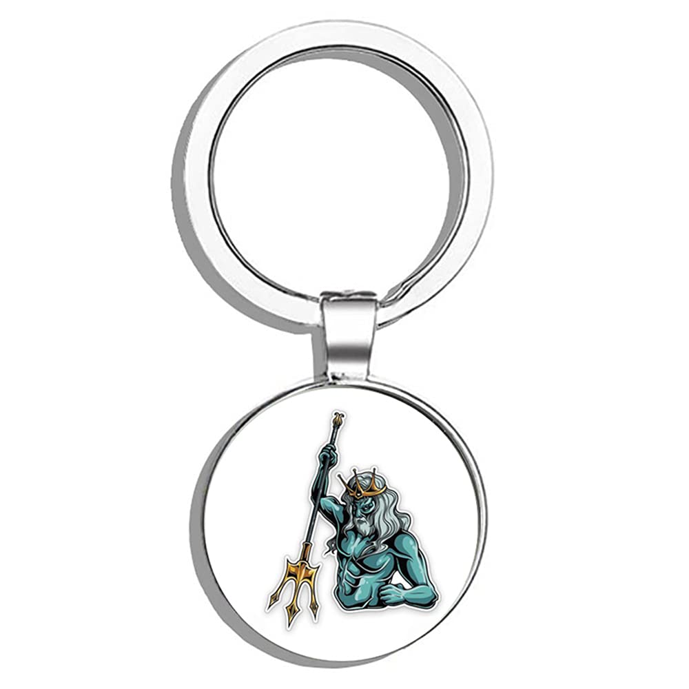 Poseidon Metal Round Keychain Ring - Durable Stainless Steel Key Chain for Keys, Car Keys, and House Keys - Perfect for Everyday Use, Travel, and Gifts