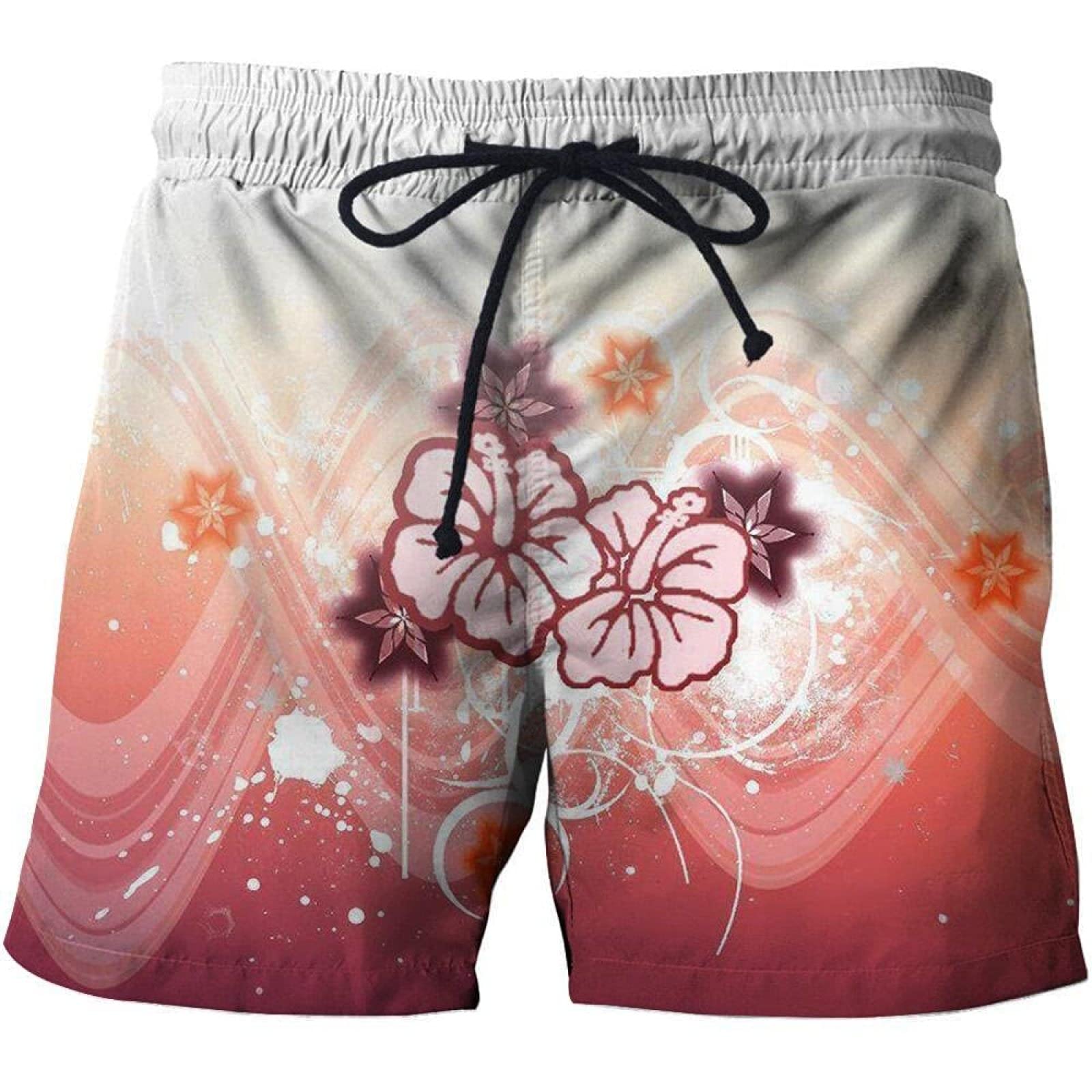 **DCLINA Men's Quick Dry Swim Trunks - Lightweight Beach Shorts with Pockets for Swimming, Surfing & Casual Wear - Floral Print Board Shorts for Summer Vacation & Poolside Relaxation**