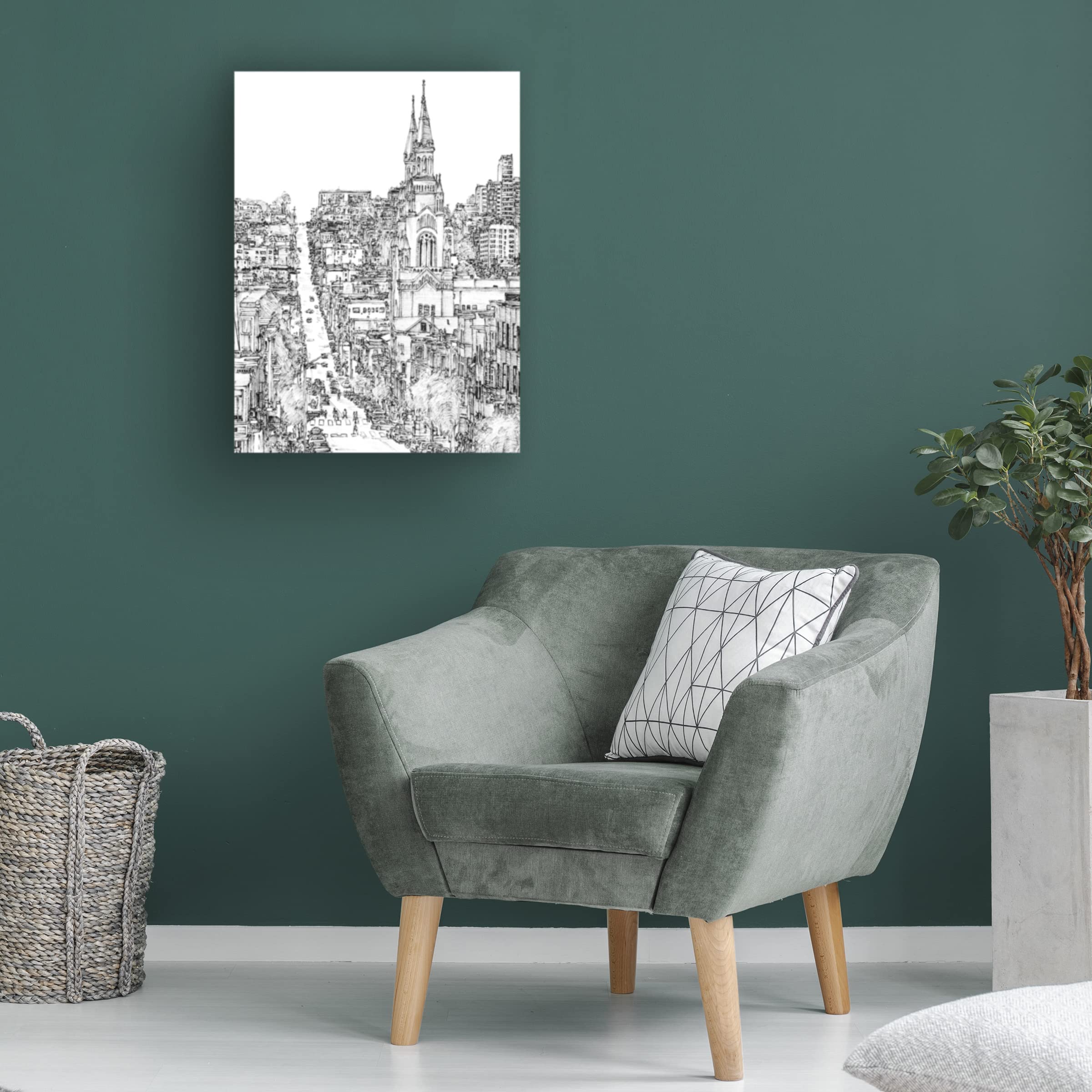 Trademark Fine Art 'City In Black And White IV' Canvas Wall Art by Melissa Wang - Modern Black & White Cityscape Painting for Living Room, Office & Home Decor