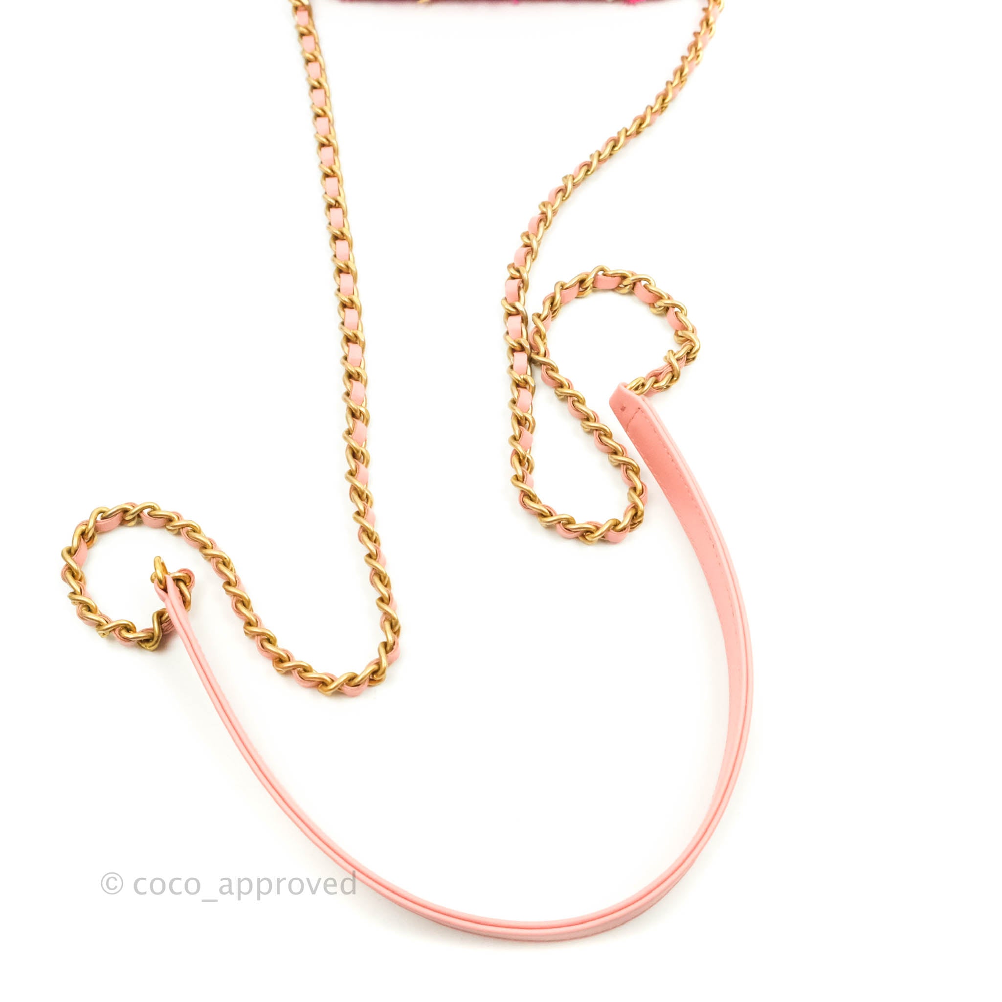 Chanel CC Filigree Vanity Clutch With Chain - Pink Tweed Crossbody Bag for Women | Luxury Designer Clutch Purse for Evening Parties, Weddings & Special Occasions