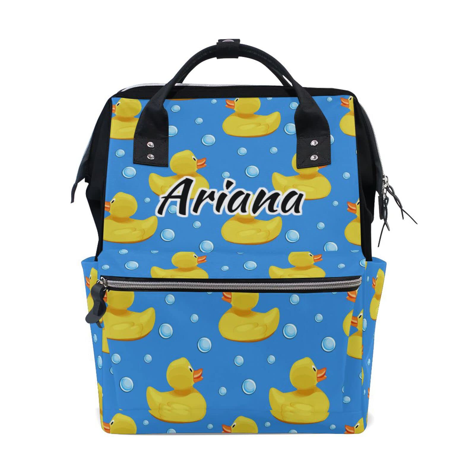 Custom Personalized Diaper Backpack for Moms & Dads - Large Capacity Cute Rubber Duck Design Baby Bag - Perfect for Travel, Daycare & Family Outings