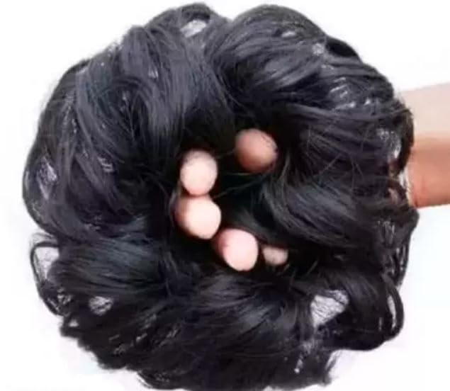 Messy Bun Hair Piece - Brown Synthetic Hair Extension for Women | Wavy Ponytail Wig with Elastic Band | Perfect for Updos, Chignons & Casual Everyday Hairstyles