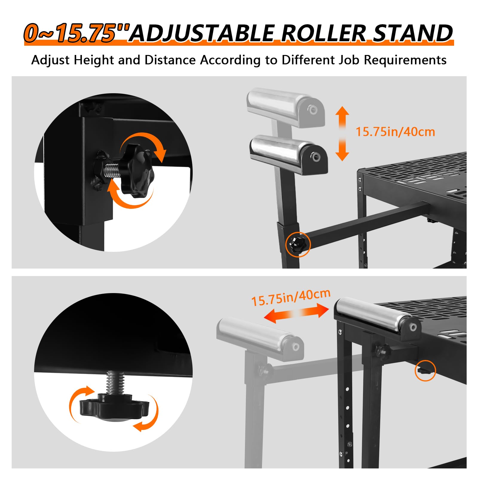 Heavy-Duty Planer Stand with Wheels - 550 lbs Capacity Adjustable Miter Saw Stand with Extension Rollers for Planers, Saws & Power Tools | Workshop & Job Site Use
