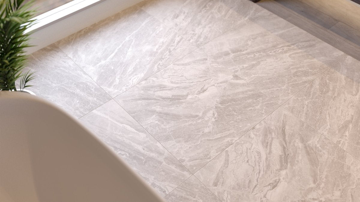 24x24 Inch Mayfair Stella Argento Polished Rectified Glazed Porcelain Tile - Premium Floor & Wall Tile for Bathroom, Kitchen, and Living Room Renovations