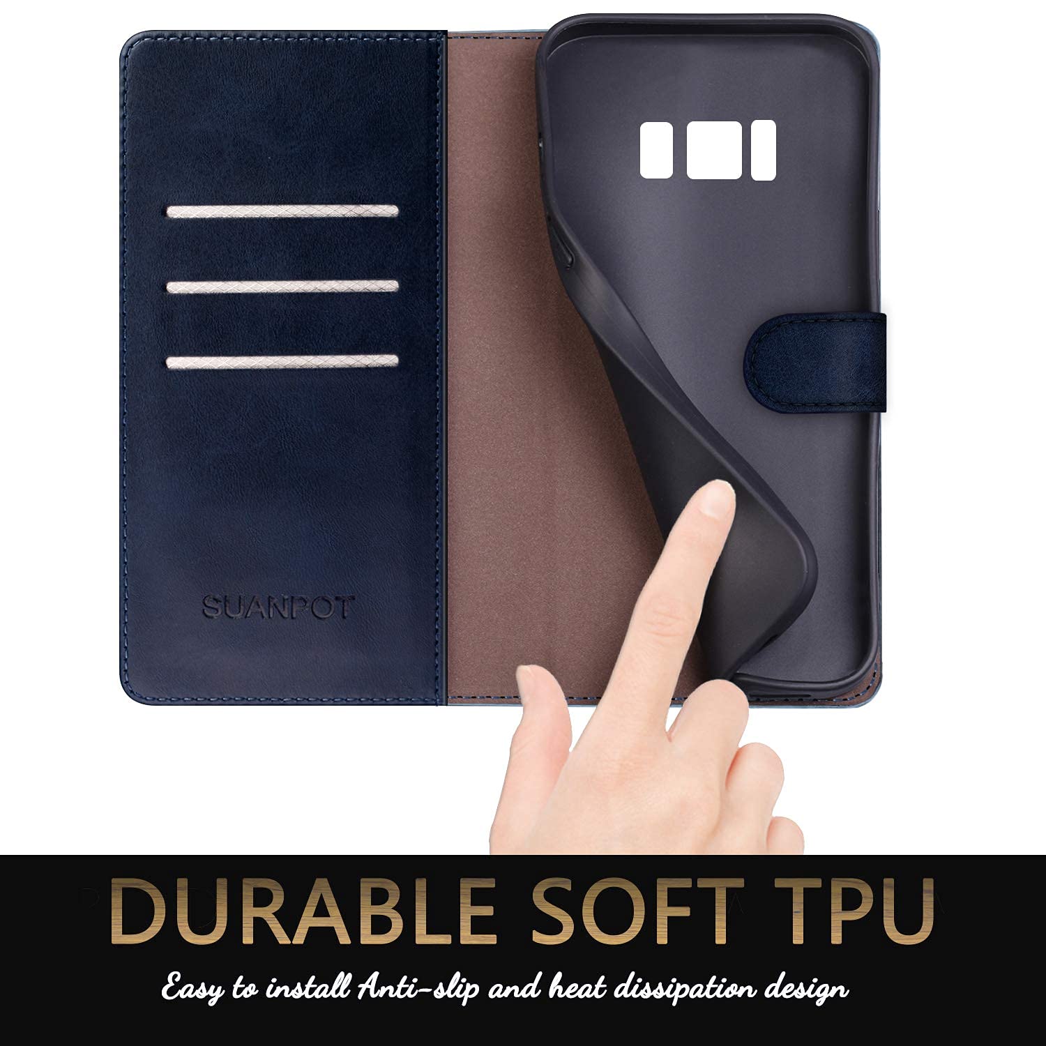 Samsung Galaxy S8 Wallet Case - RFID Blocking Leather Cover with Card Holder | Shockproof Protection for Daily Use