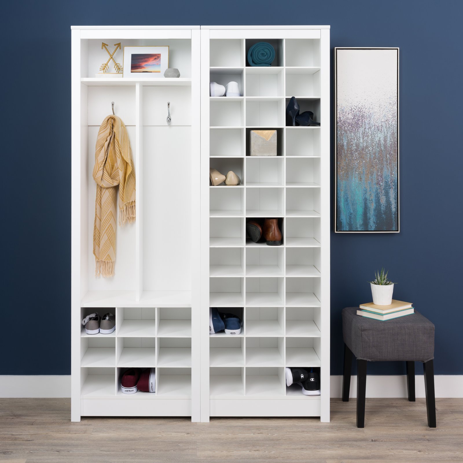 Prepac White Tall Storage Cabinet - 36 Shoe Organizer with Cubbies, Entryway Furniture (13
