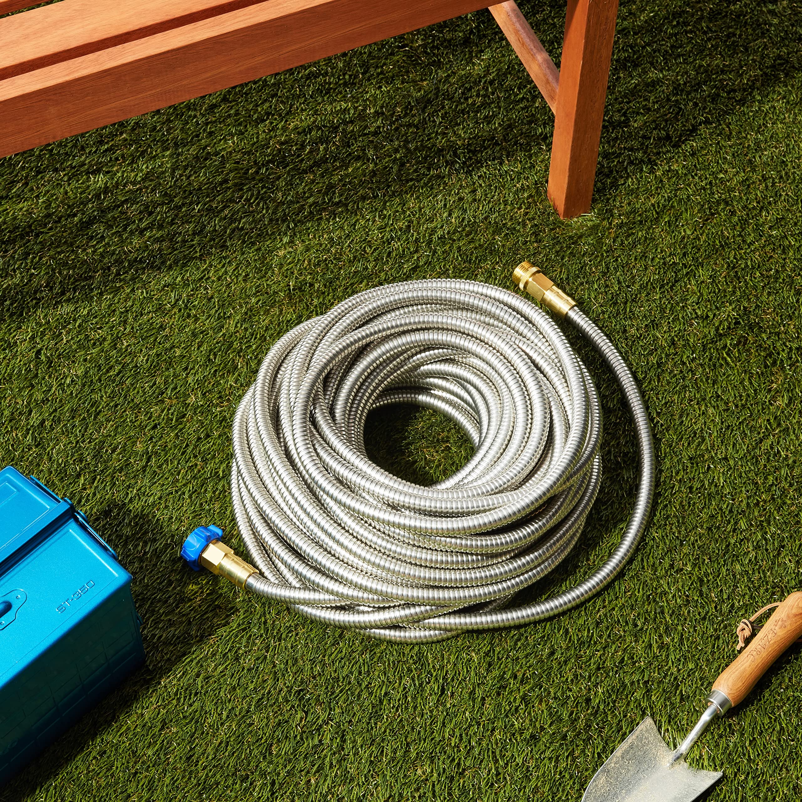 100FT Tardigrade Heavy Duty 304 Stainless Steel Garden Hose - Flexible, No Kink & Tangle, Lightweight, Rust Proof Metal Water Hose for Outdoor Lawn, Yard, Gardening & Pet Care