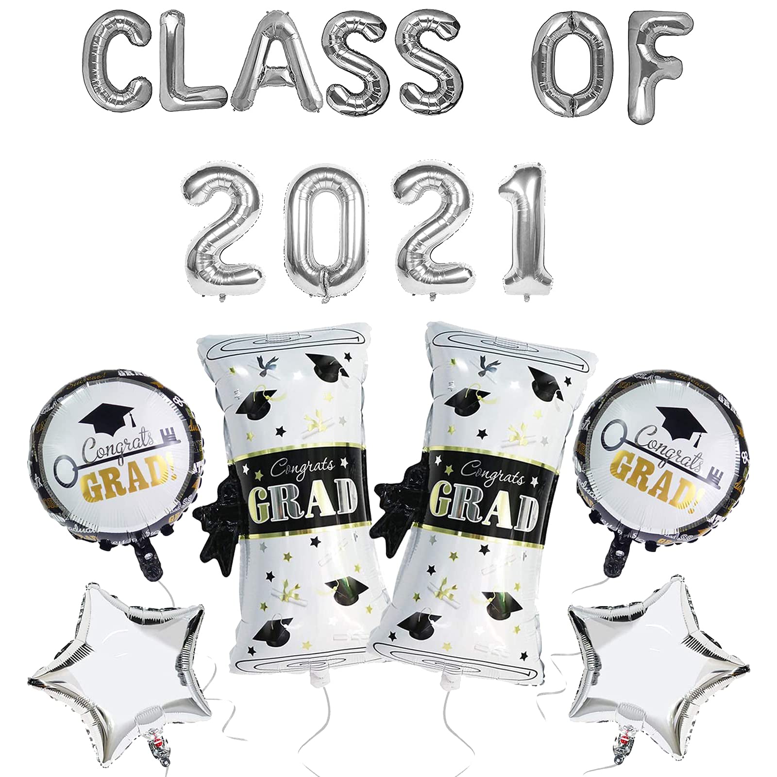 2022 Graduation Balloons Set - Silver Foil Mylar Letter Balloons & Banner Decorations for Graduation Party, Retirement, Congrats Grad Party Supplies | Perfect for Class of 2022 Celebrations, School Events & Milestone Achievements