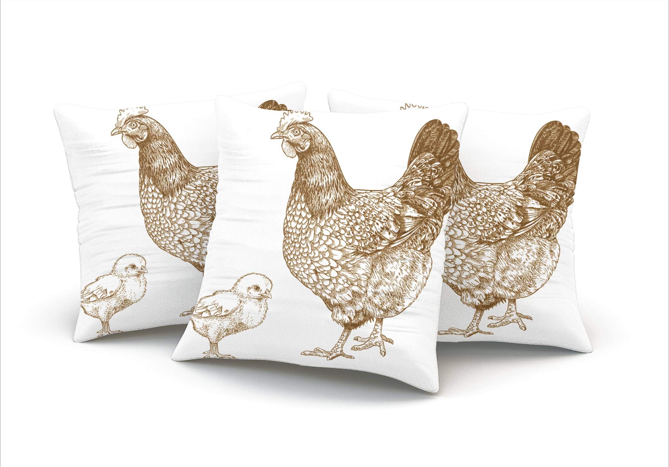 Chicken and Chick Printed Pillow Cover - 20x20 Inches Square Throw Pillow Case with Hidden Zipper, Double-Sided Decorative Design | Perfect for Farmhouse Decor, Nursery Accents & Cozy Home Styling