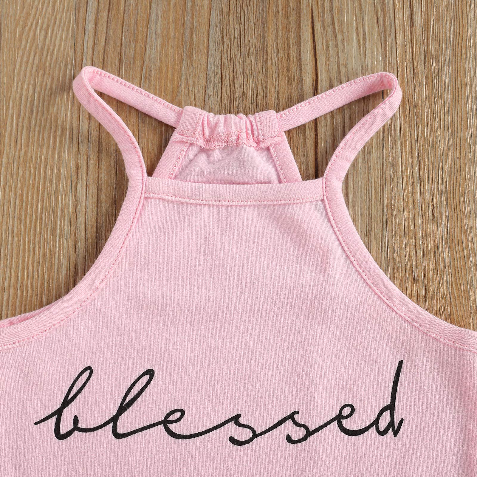 CIYCUIT Toddler Girl Summer Outfit - Blessed Letter Print Tank Top & Camo Pants Set | Cute Casual Playwear for Beach, Park & Daily Activities