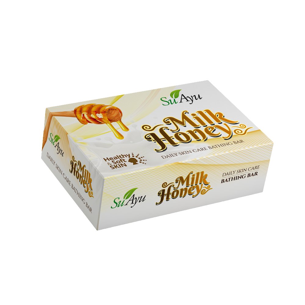 SuAyu Milk & Honey Soap Bar - 3 Pack - Natural Moisturizing Handmade Soap for Dry & Sensitive Skin - Perfect for Bath, Shower & Gift Giving