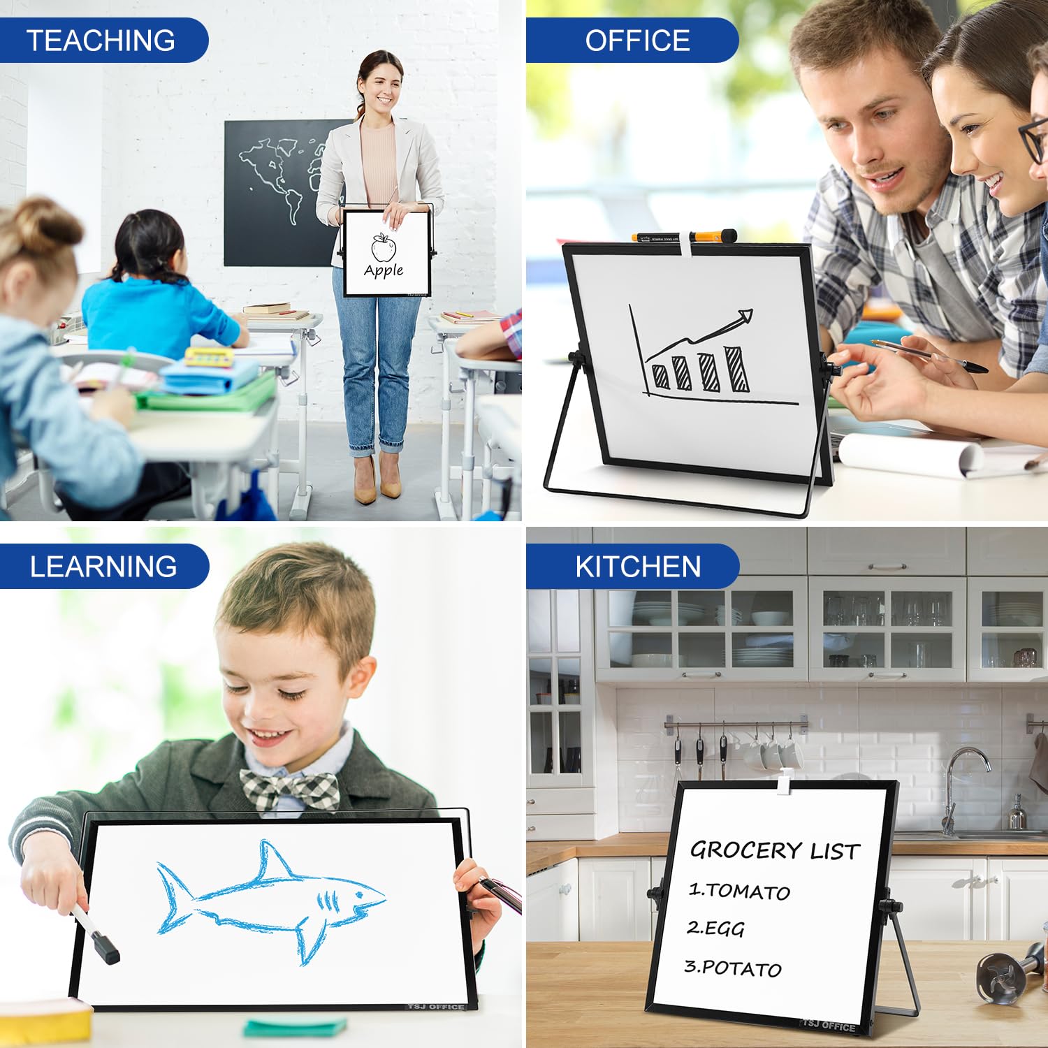 Double-Sided Magnetic Dry Erase Whiteboard - 10x10 Inch Portable Mini Desktop Whiteboard with Stand for Office, School & Home | Perfect for To-Do Lists, Notes & Planning | Ideal for Students, Professionals & Home Organization
