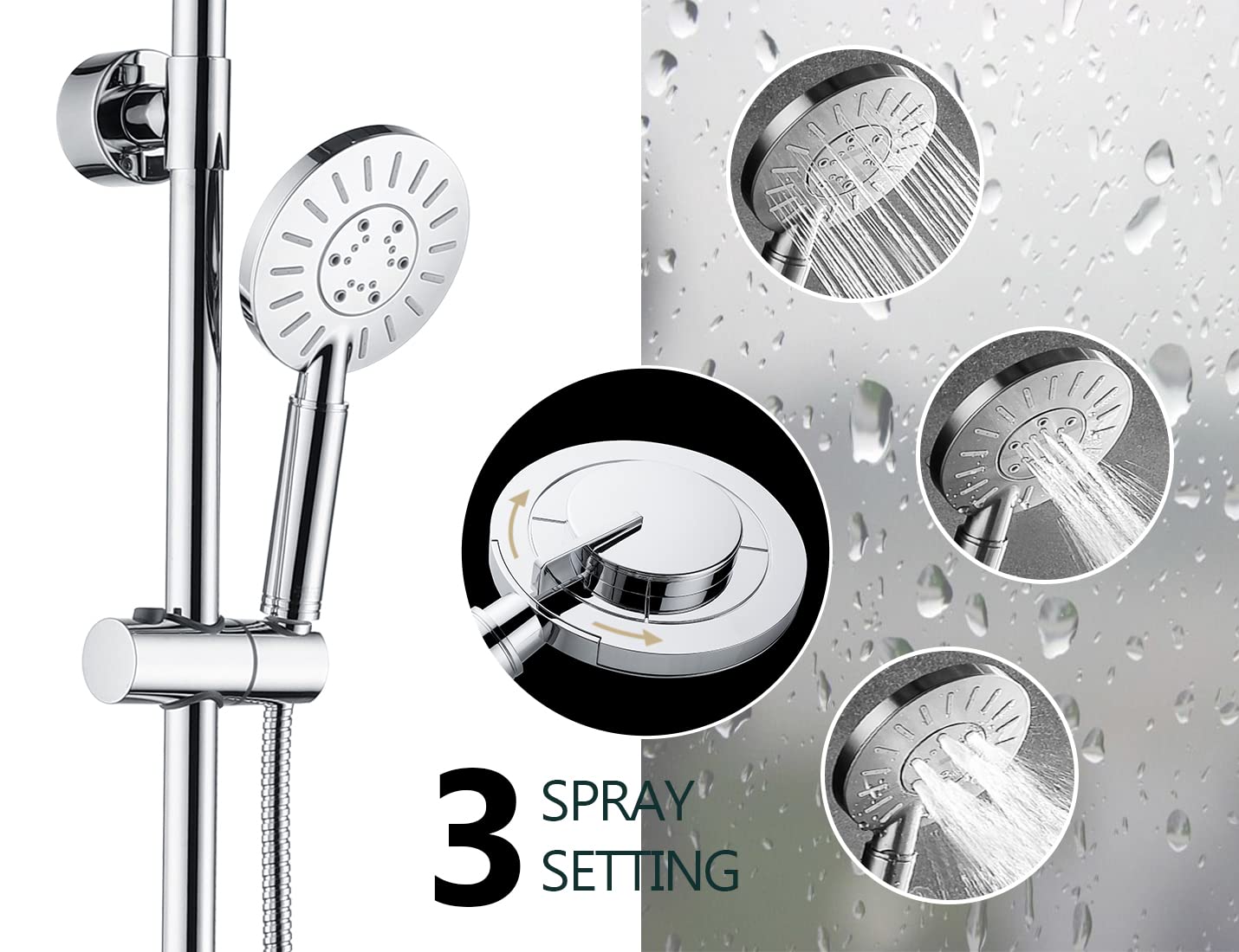 BRIGHT SHOWERS High Pressure Rain Shower Head System with Hard Water Filter - Chrome Finish for Luxurious Spa-Like Bathroom Experience | Perfect for Master Bathrooms, Guest Suites & Hotel Renovations