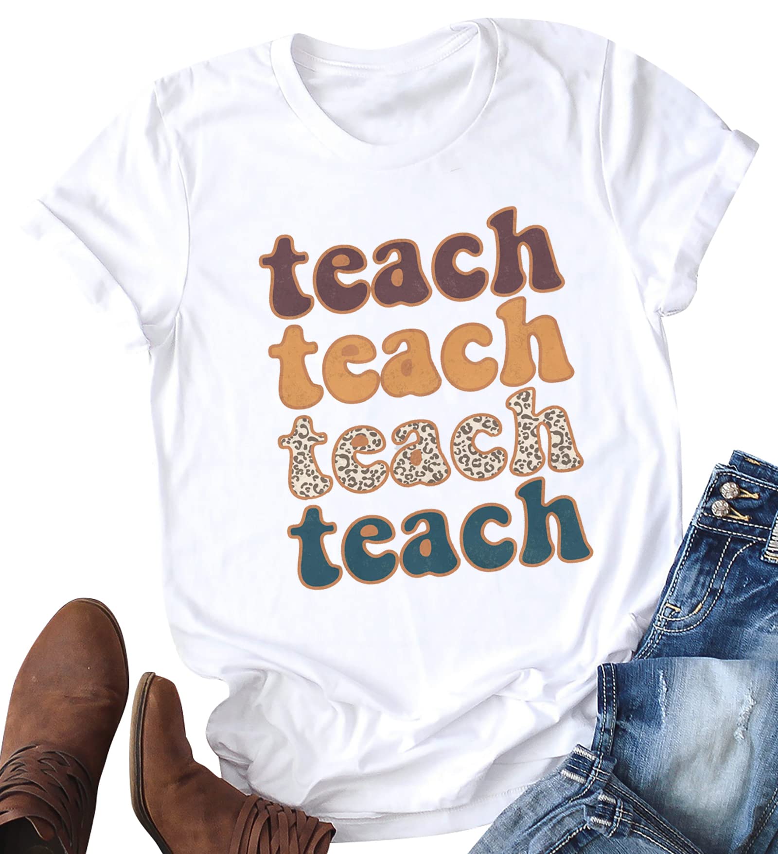 Funny Teacher T-Shirt for Women - Short Sleeve Graphic Printed Blouse - Perfect Teacher Appreciation Gift & Casual Wear for Classroom, School Events & Everyday Outfits