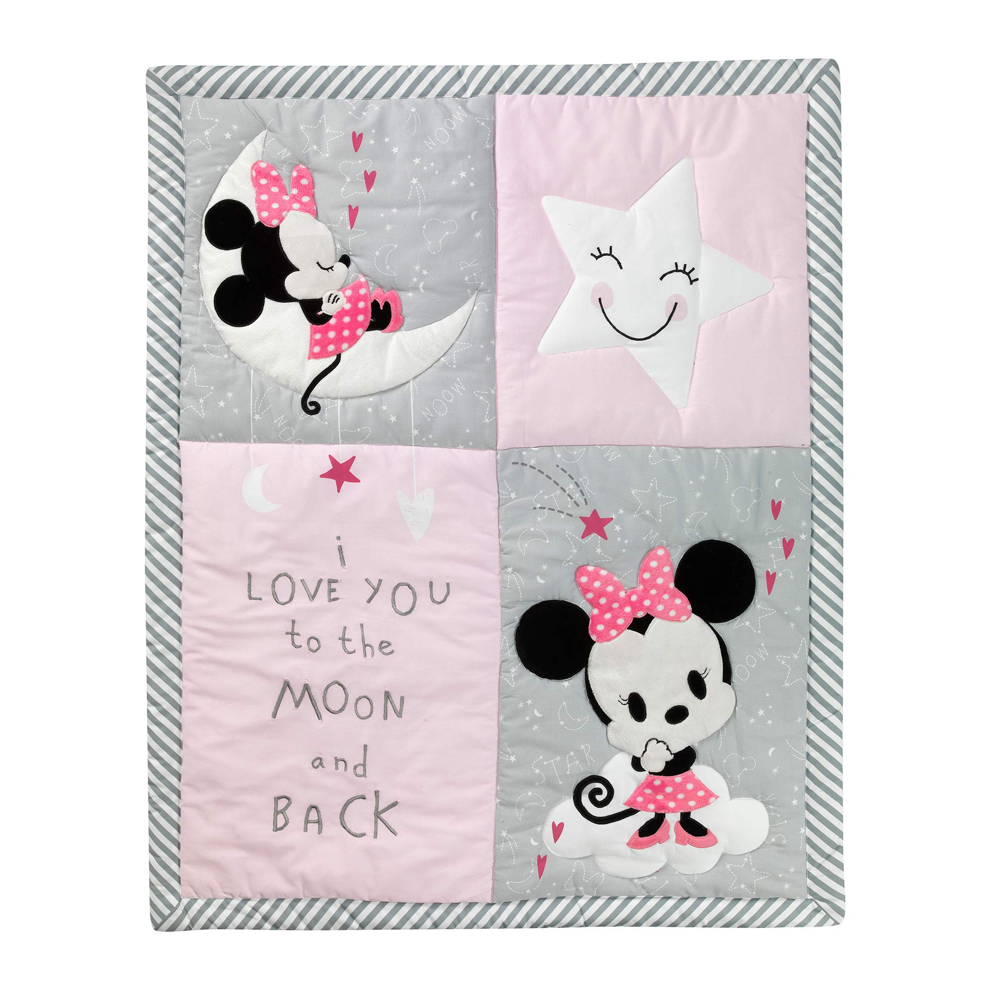 Lambs & Ivy Disney Baby Minnie Mouse 4-Piece Crib Bedding Set - Soft Pink Nursery Decor for Girls | Perfect for Baby Showers & Nursery Room Themes