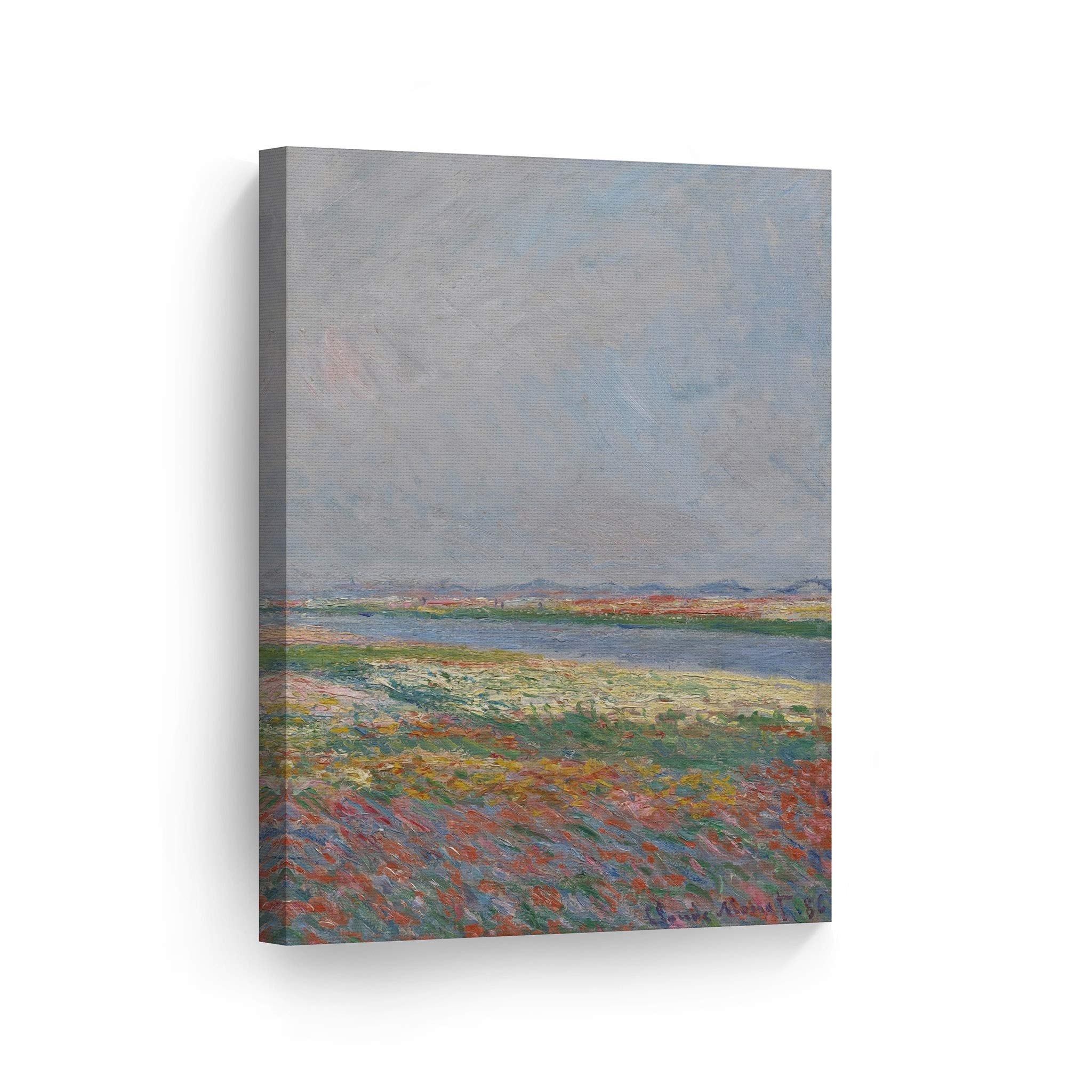 Claude Monet Tulip Fields Near The Hague Canvas Wall Art Print - Famous Oil Painting Reproduction, Modern Home Decor (36x24 Inch) - Ready to Hang, Made in USA | Perfect for Living Room, Bedroom & Office Decor