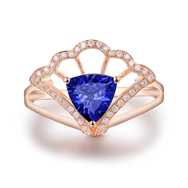 14KT Rose Gold Tanzanite Flower Ring with Diamonds - 7x7mm Gemstone Jewelry for Women, Perfect Wedding Gift, Anniversary & Special Occasions