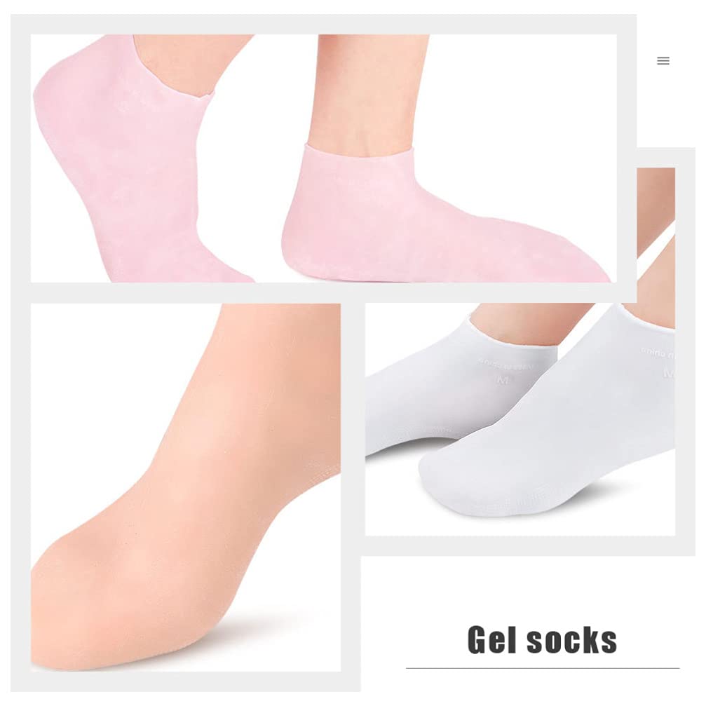 3 Pairs Moisturizing Gel Socks for Women & Men - Soft Foot Care Socks with Heel Pads - Hydrating Lotion Socks for Cracked Heels & Dry Feet - Perfect for Night Treatment, Spa, Pedicure & Home Relaxation