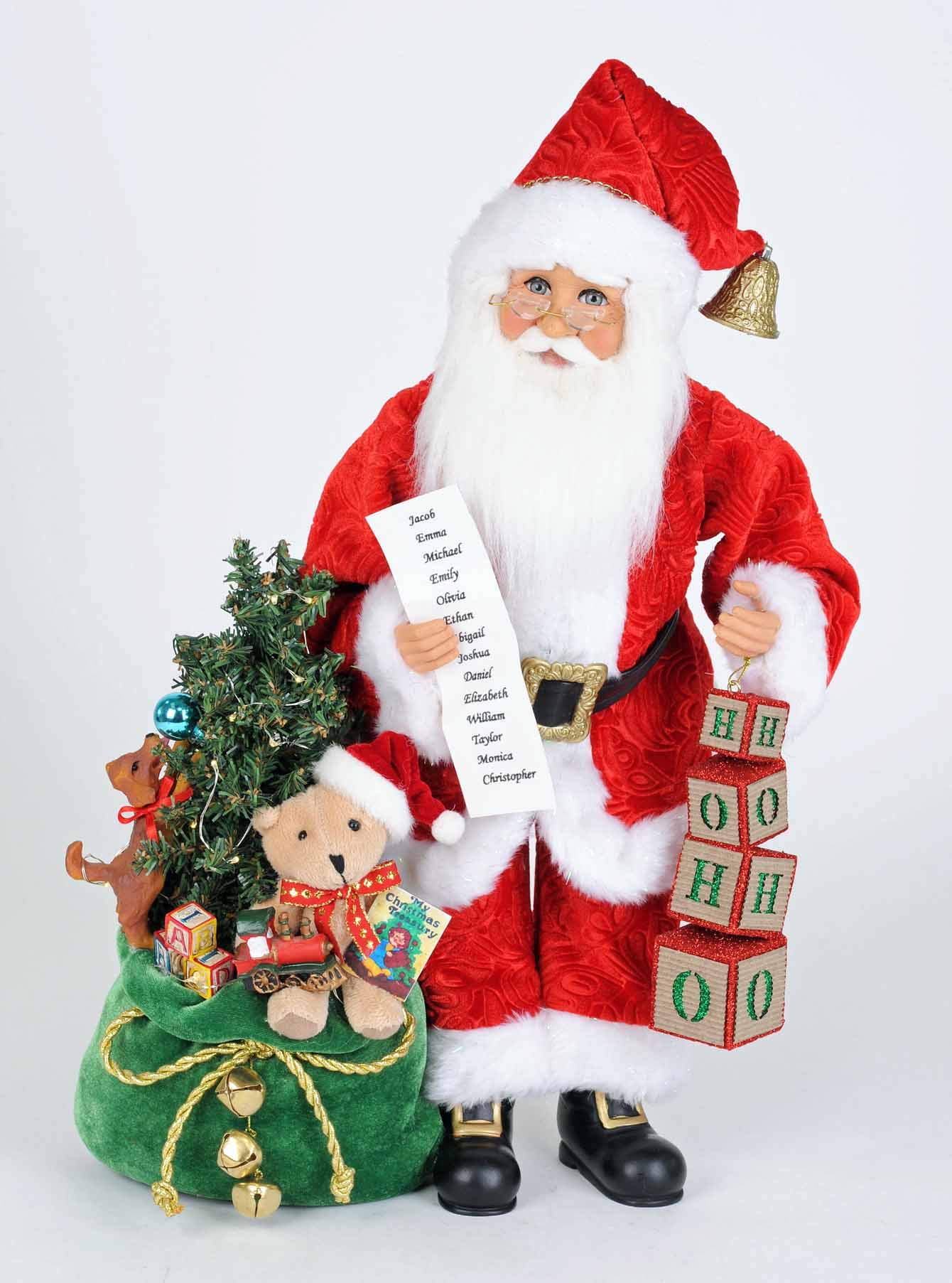 Christmas Decorations - Santa Claus with Toy Sack & LED Tree Figurine - Holiday Collectible for Home, Office & Gift Giving