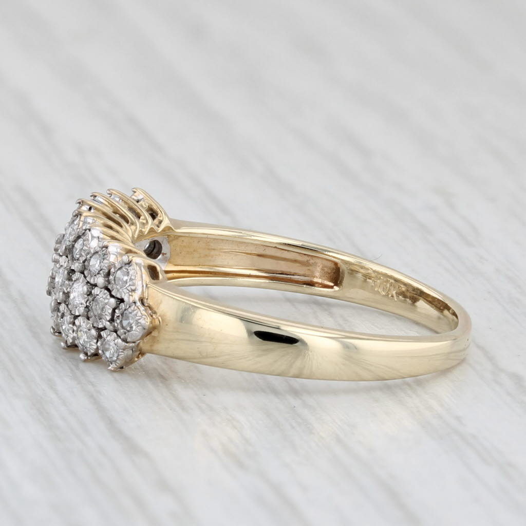 0.20ctw Diamond Cluster Ring 10k Yellow Gold Size 8.5 - Elegant Wedding Band for Women, Perfect for Engagement, Anniversary & Special Occasions