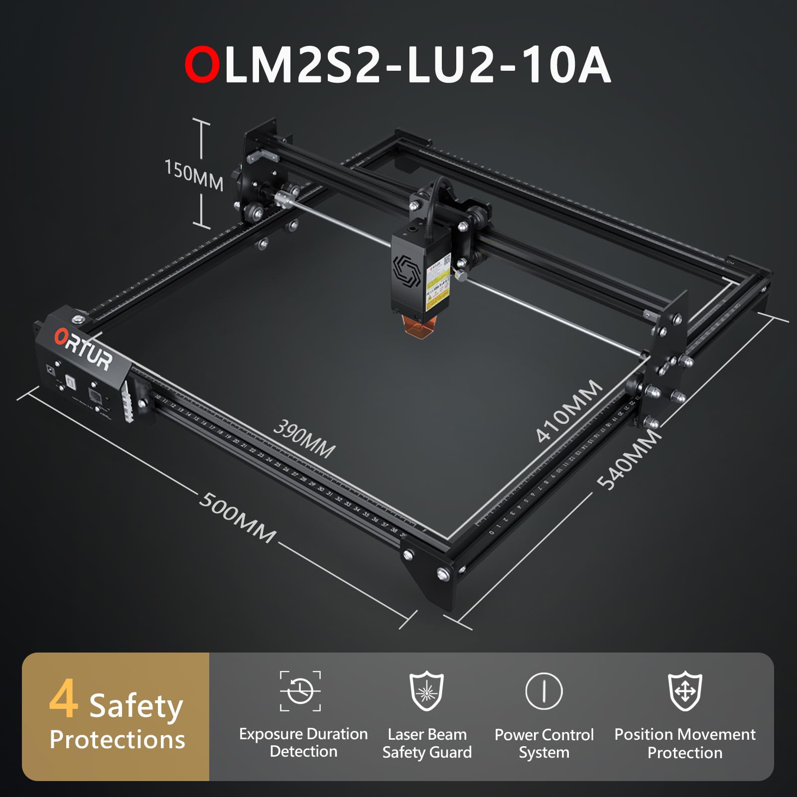Ortur Laser Master 2 S2 LU2-10A 72W High Precision Laser Engraver & Cutter - 10W Output, 0.05x0.1mm Compressed Spot for Wood, Metal, Acrylic - Perfect for DIY Crafts, Sign Making & Personalized Gifts