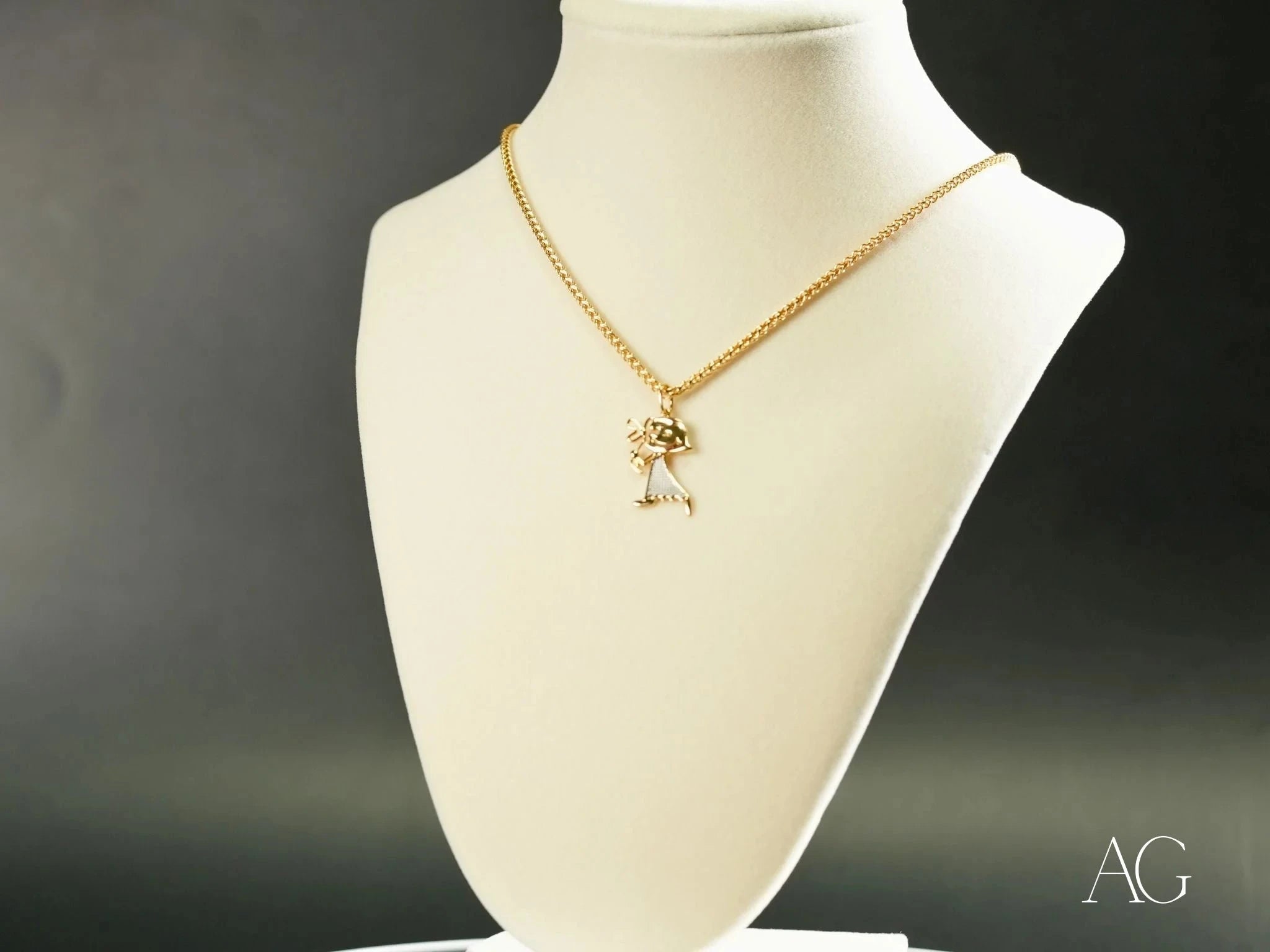 Golden Elegance: 14K Gold Doll Pendant Necklace for Women - Perfect Gift for Birthday, Anniversary & Valentine's Day | Elegant Jewelry for Parties & Special Occasions
