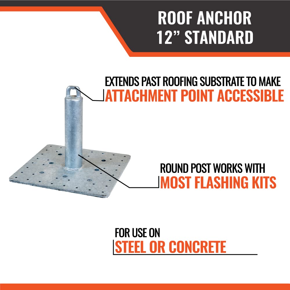 Malta Dynamics USA-Made Galvanized Roof Anchor with 12