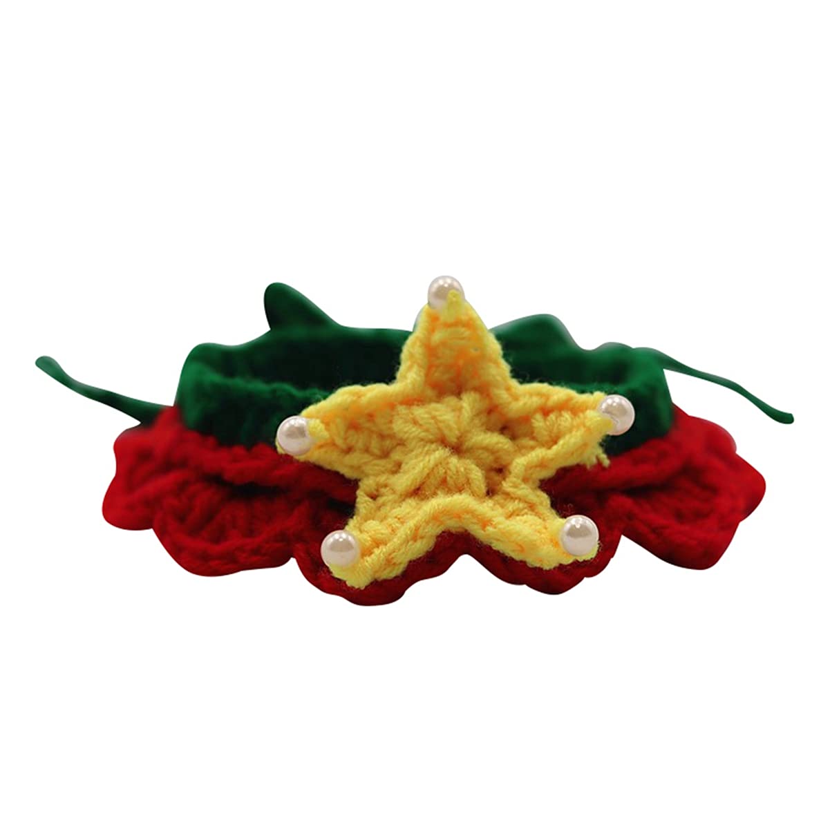 Handmade Knitted Wool Pet Scarf - Adjustable Christmas Collar with Bells for Dogs & Cats | Colorful Lace Pet Outfit for Holiday Photos & Gifts | Perfect for Christmas Parties, Pet Fashion Shows & Festive Gift Giving