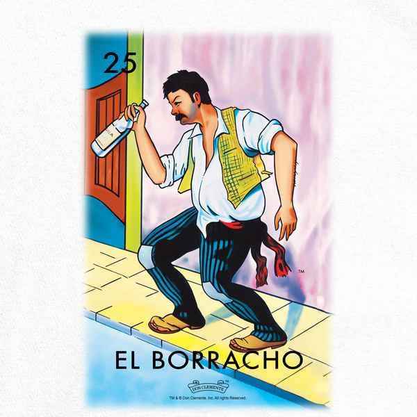 Pop Threads El Borracho Drunk Loteria Card Mexican Graphic T-Shirt for Men - Funny Latino Hispanic Tee - Perfect for Cinco de Mayo, Fiesta Parties & Casual Wear