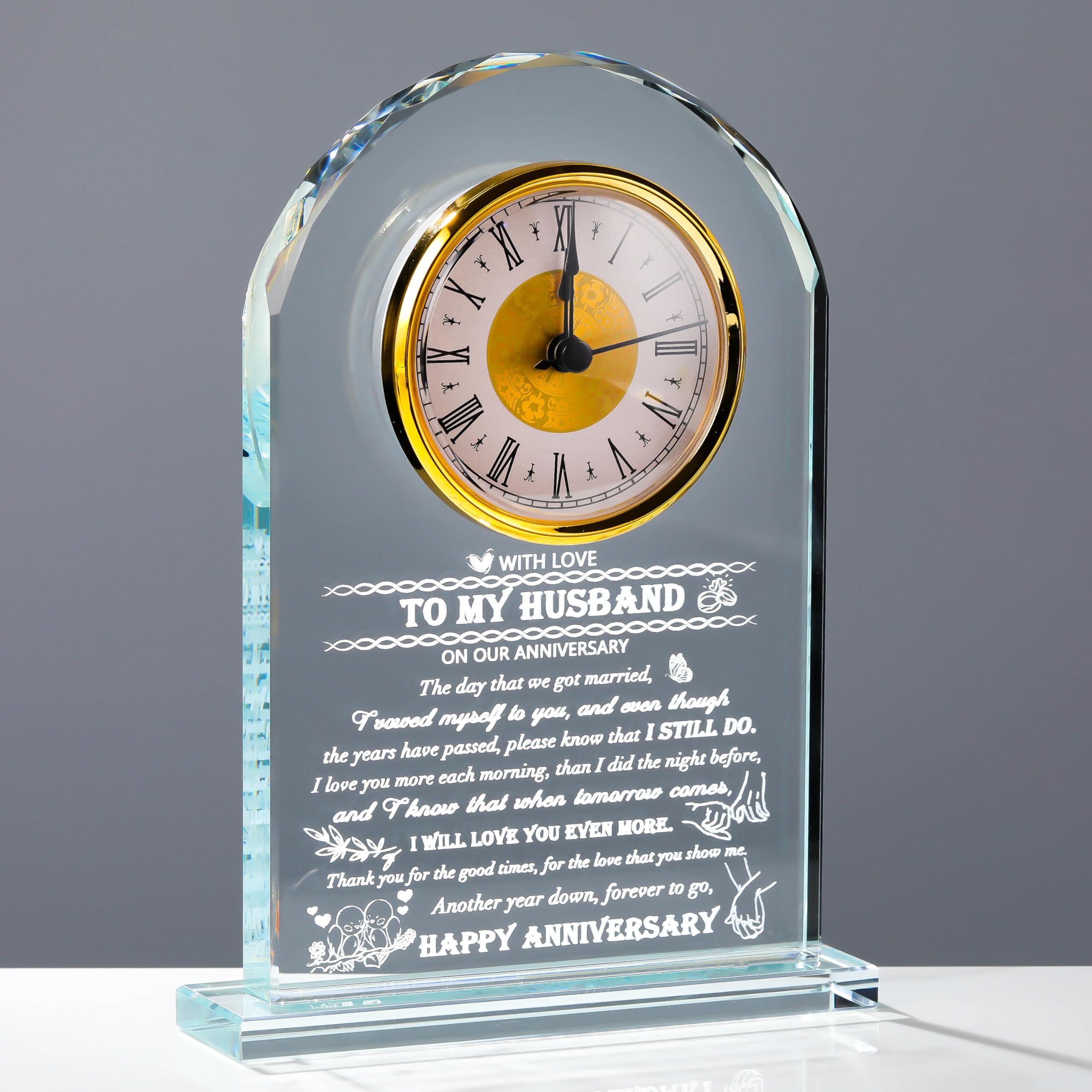 Personalized Crystal Clock Gift for Husband - Elegant Anniversary Present for Men Who Have Everything - Perfect Wedding, Anniversary & Birthday Gift Idea for Him - Home & Office Decor