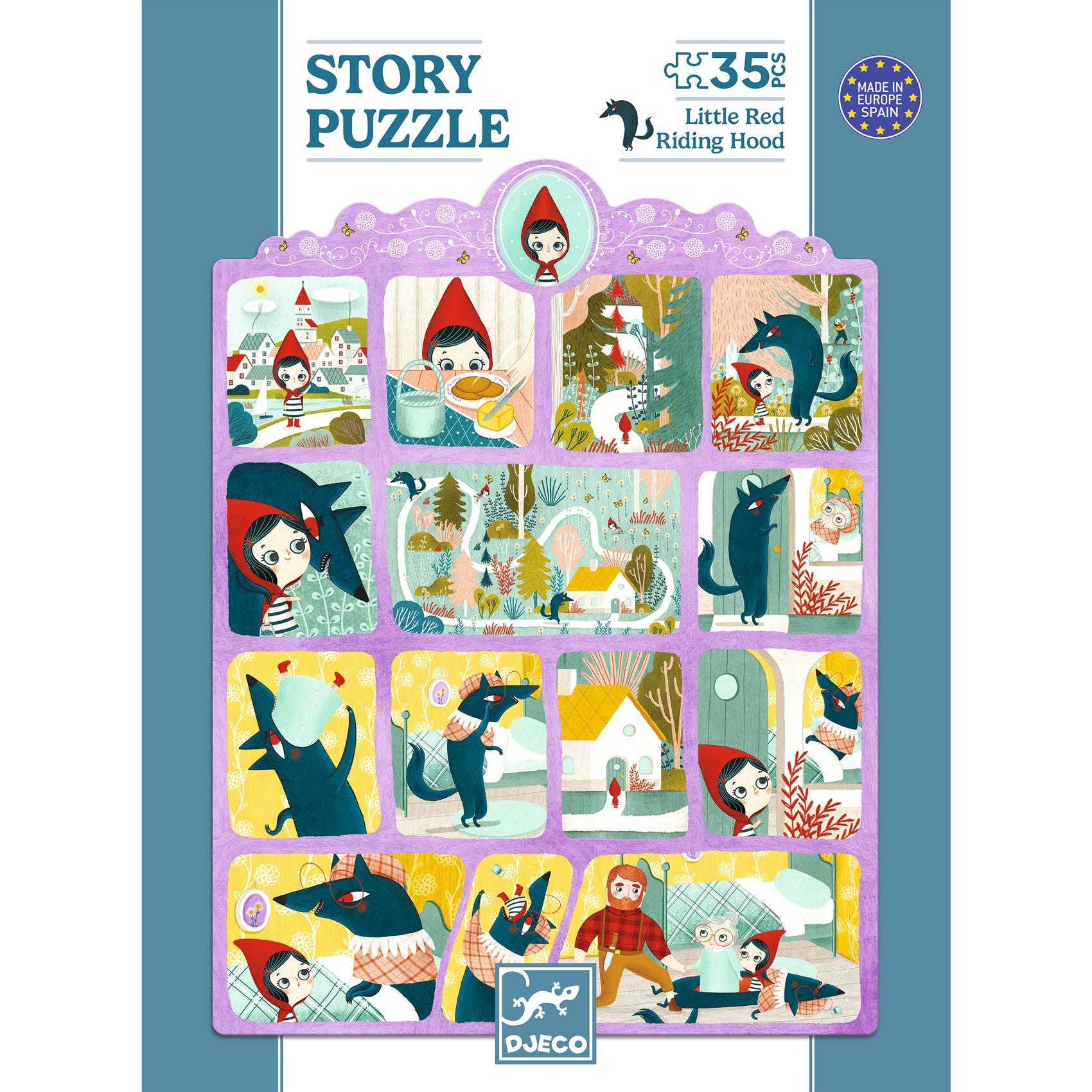 Djeco Little Red Riding Hood 35 Piece Story Puzzle - Wooden Fairy Tale Jigsaw for Kids | Perfect for Family Game Night & Preschool Learning Activities