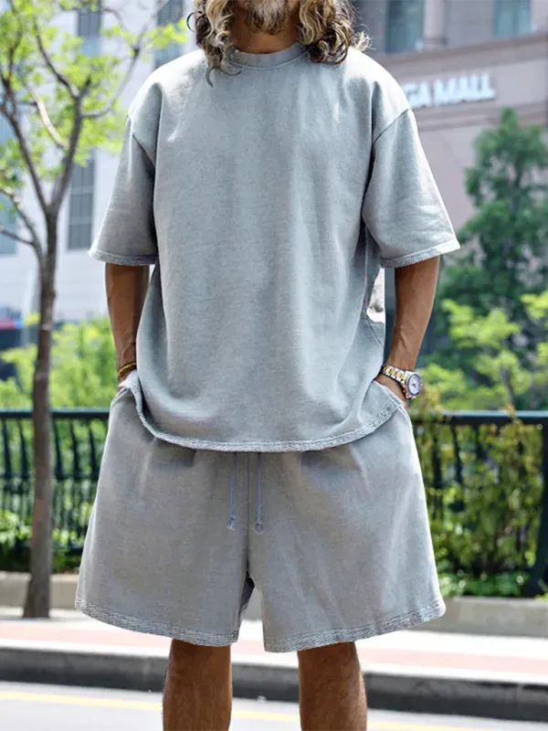 Comfortable Casual Solid Color Shorts Two-Piece Set - Perfect for Summer Outings, Beach Trips, and Lounge Wear