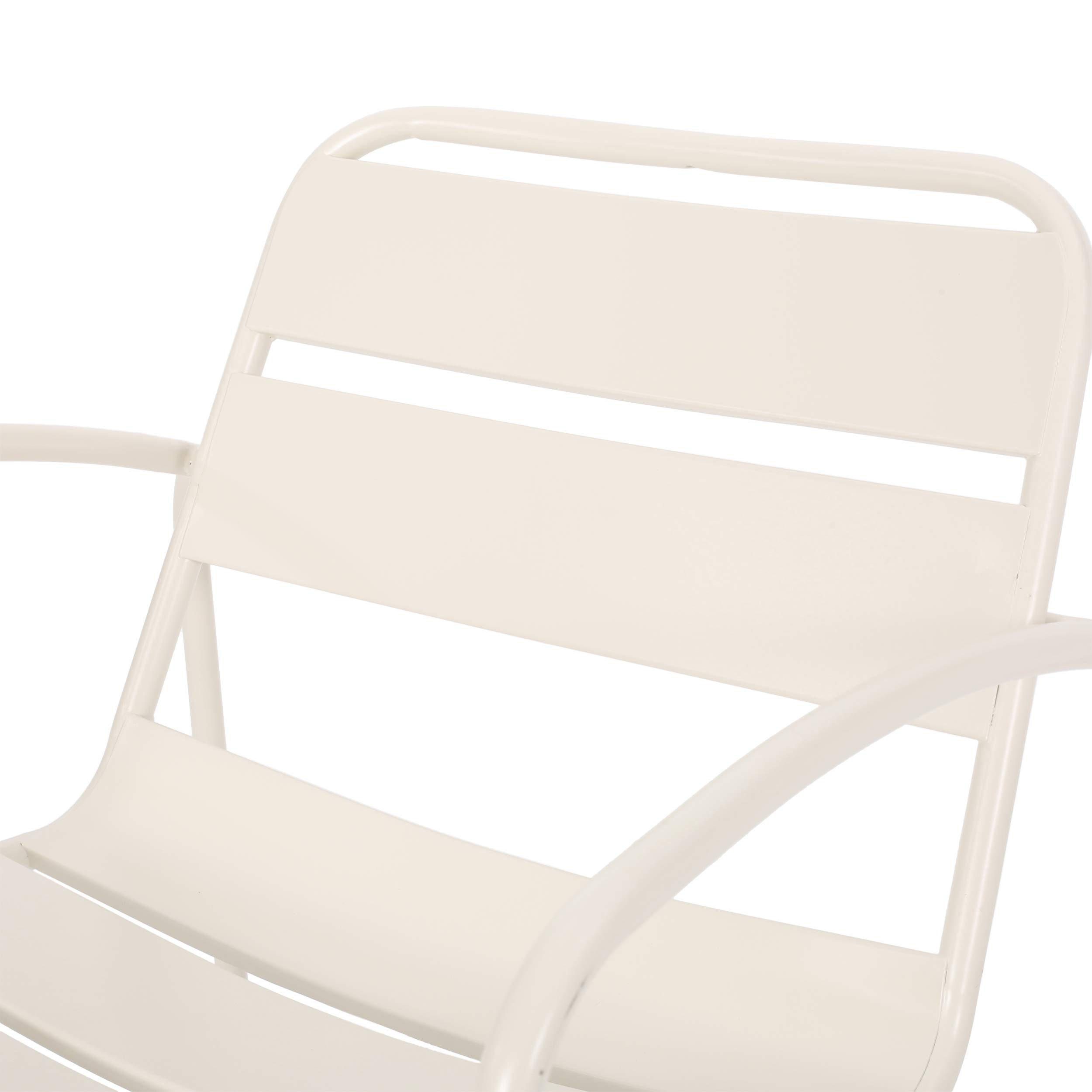 GDF Studio Outdoor Dining Chairs (Set of 2) - Matte White Weather-Resistant Patio Furniture for Garden, Poolside, and Backyard Dining
