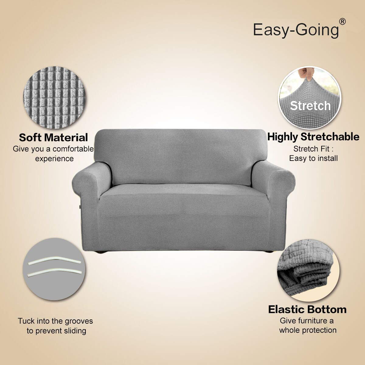 Easy-Going Loveseat Slipcover Set - Sofa Slipcover & Recliner Cover Bundle | Stretchable Furniture Protector for Pets, Kids & Everyday Use