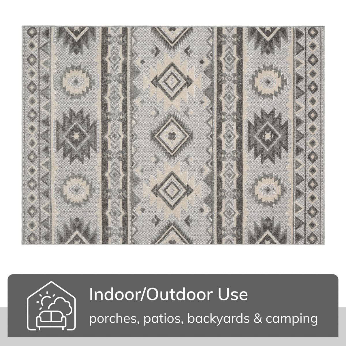 Well Woven Mamba Grey Southwestern Indoor/Outdoor Area Rug 6'7