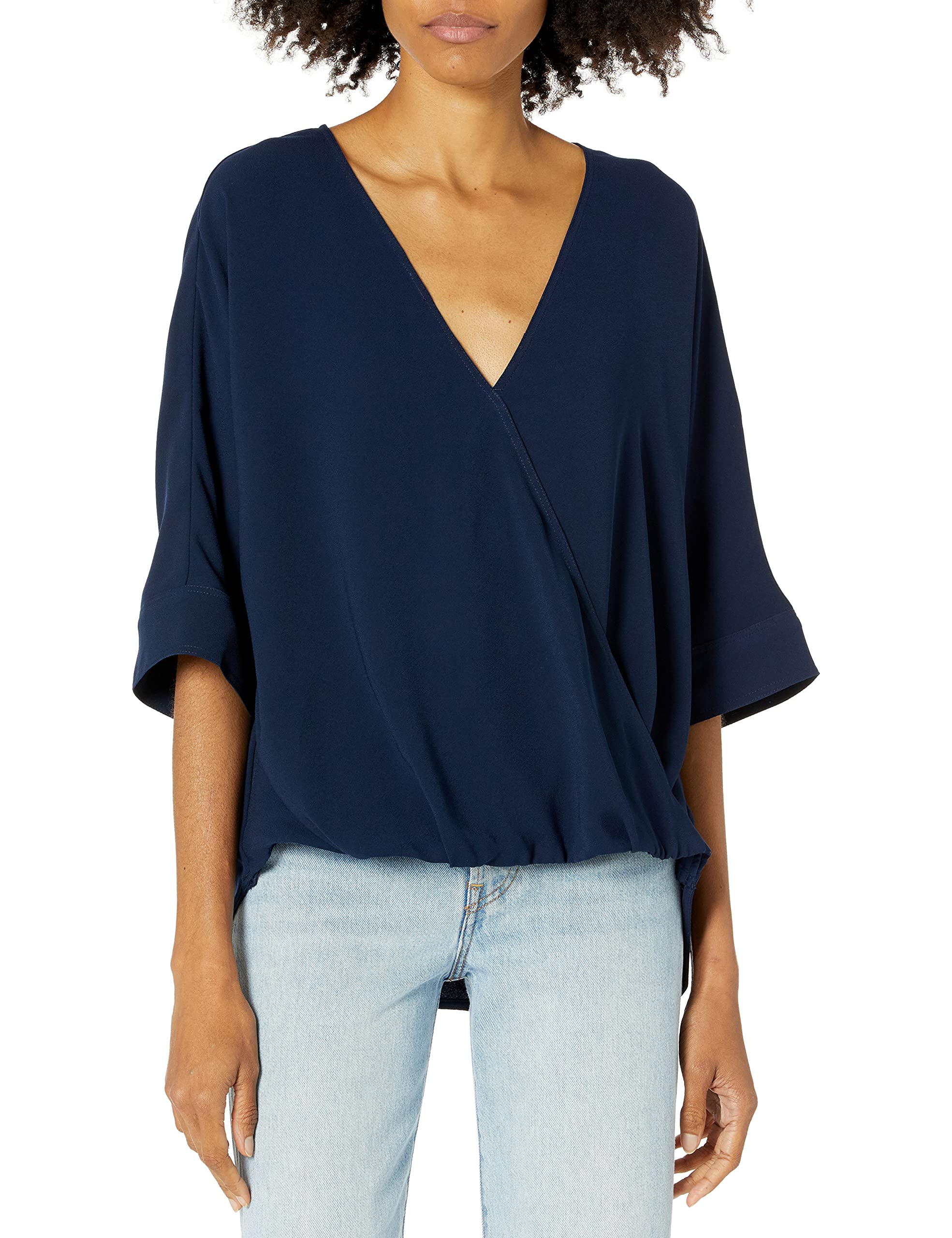 Trina Turk Women's Relaxed Fit Slouch V-Neck Top - Casual Chic Blouse for Work & Weekend Outings | Breathable Comfort for Summer & Layering in Fall