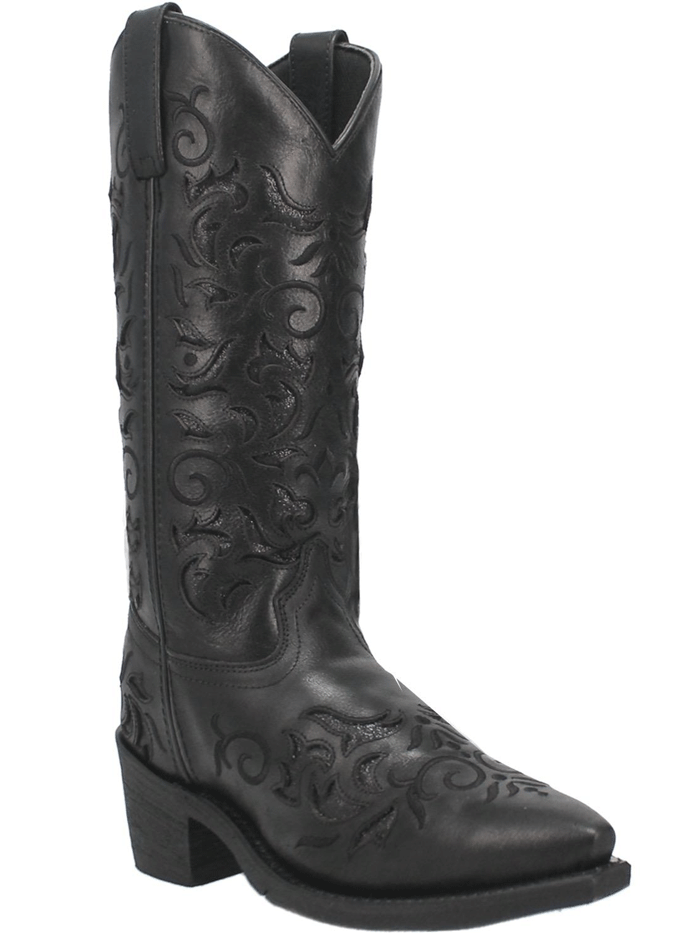 Laredo 52450 Women's Night Sky Leather Boots - Black Western Cowgirl Boots for Country Dancing & Night Out