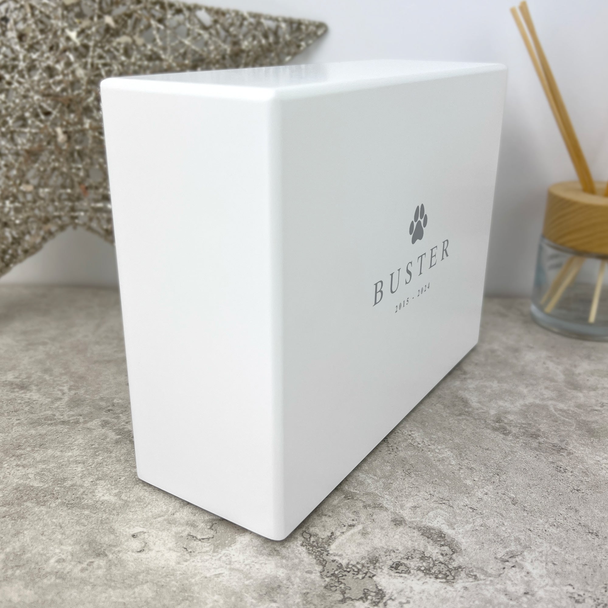 Personalized Modern Paw Print Pet Cremation Urn for Ashes | 1.09L Memorial Keepsake for Dogs & Cats | Perfect for Home Display & Pet Memorial Services