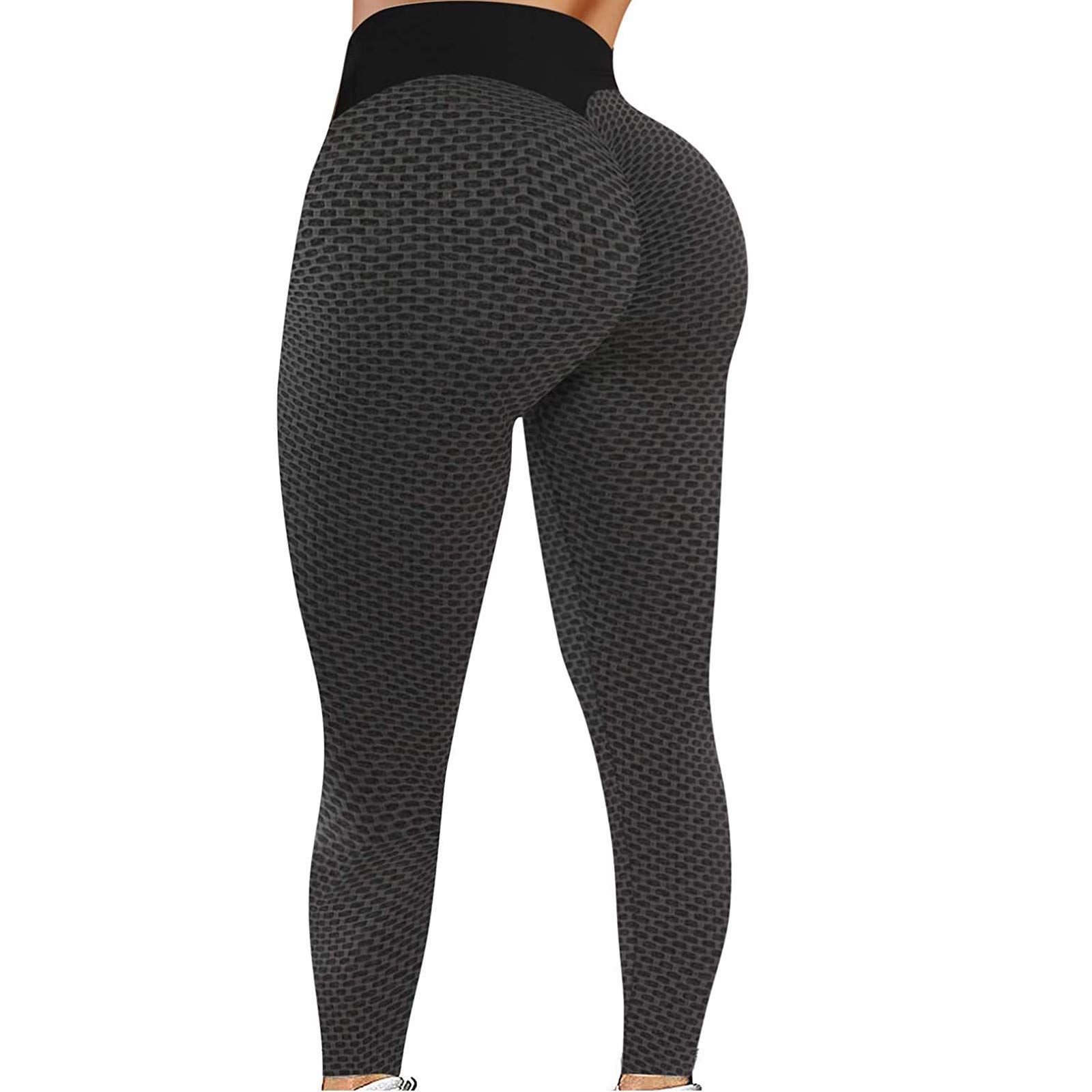 TikTok Leggings for Women - High Waist Yoga Pants with Tummy Control & Butt Lift - Workout Running Tights (D_black, XX-Large) - Perfect for Gym & Yoga