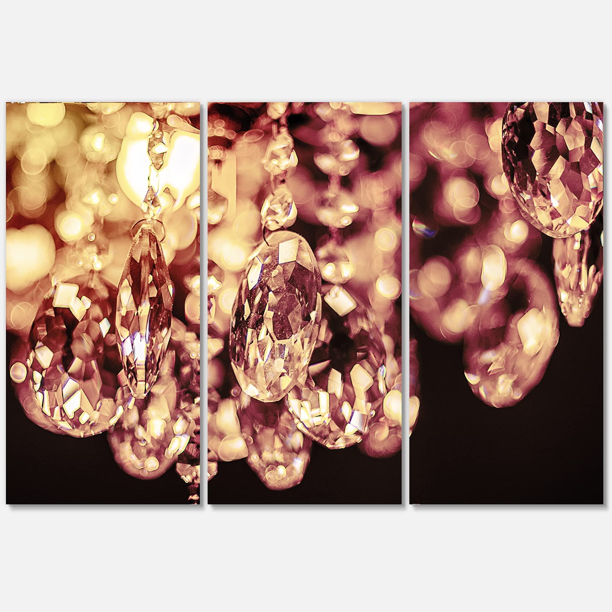 DesignQ Crystal Chandelier with Modern Canvas Wall Art - Elegant Lighting for Living Room, Dining Room & Bedroom Decor