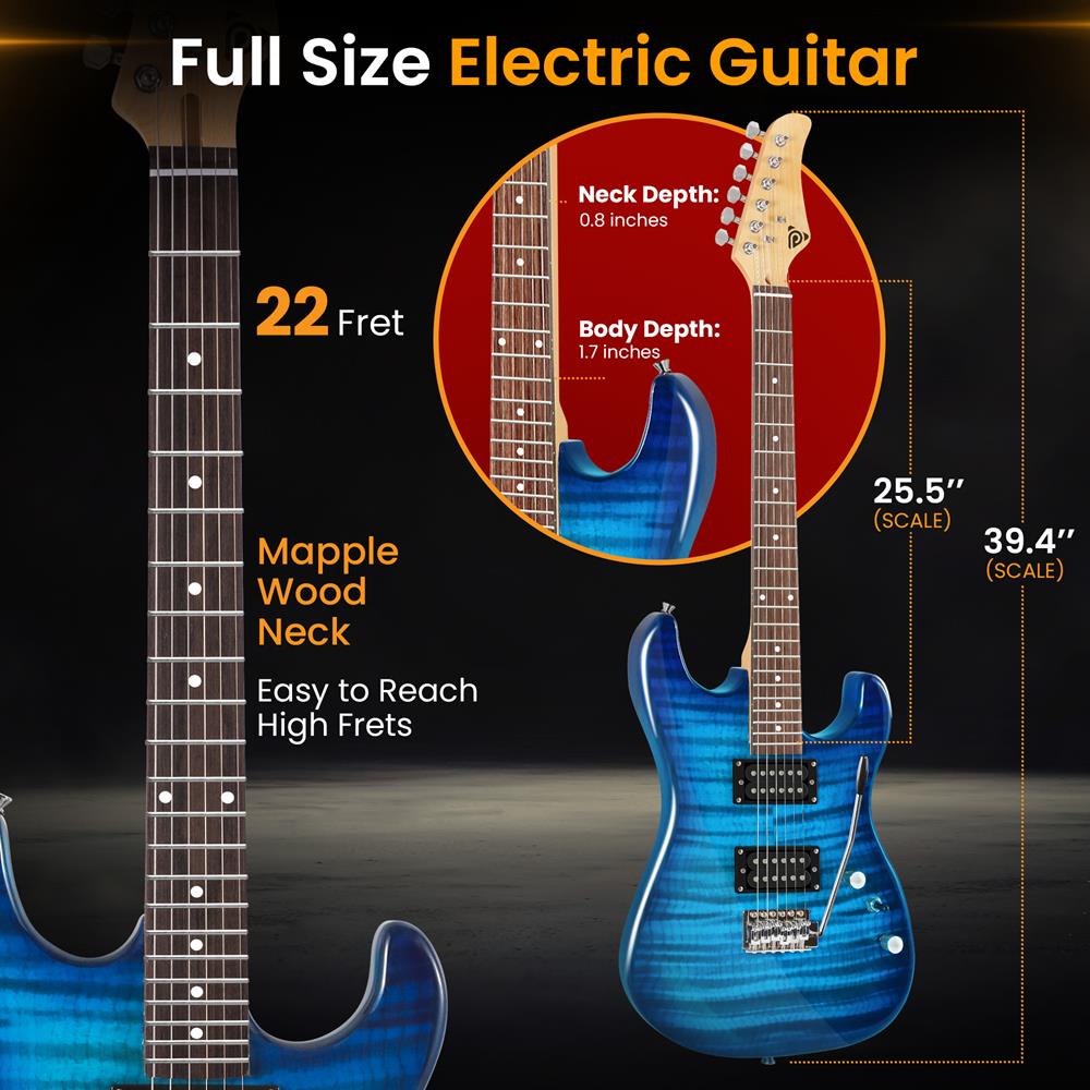 Complete Electric Guitar Starter Kit with Amp, Tuner & Accessories - Perfect for Beginners & Home Practice | Rock, Blues & Metal Playing