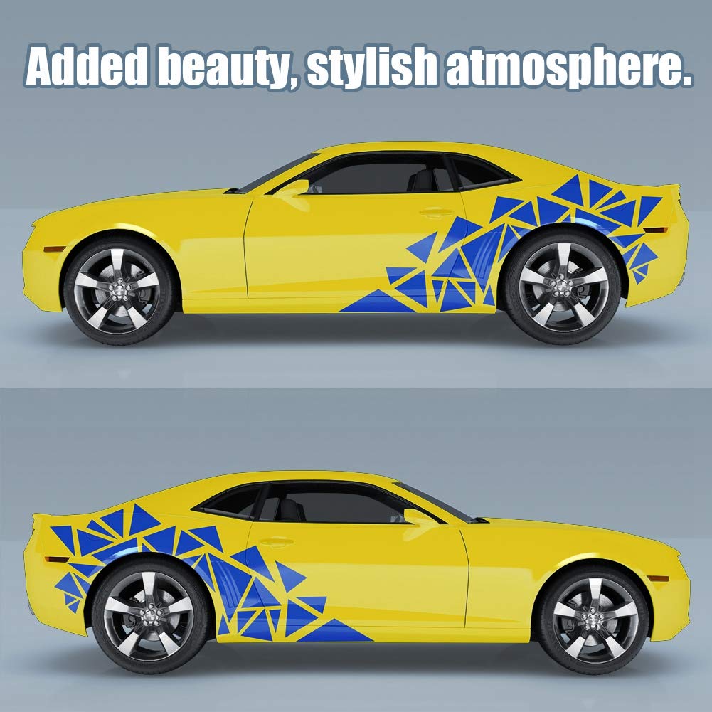 2 Pack Blue Triangle Vinyl Car Decals - DIY Auto Body Stickers for Cars, Trucks & SUVs - Weatherproof Decorative Graphics for Windows, Bumpers & Doors