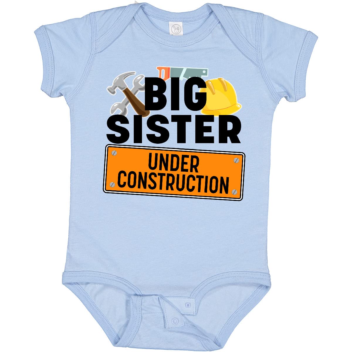 Inktastic Big Sister Under Construction Baby Bodysuit - Cute Newborn Outfit for Toddler Girls & Infant Siblings - Perfect for Family Photos, Baby Showers & Birth Announcements