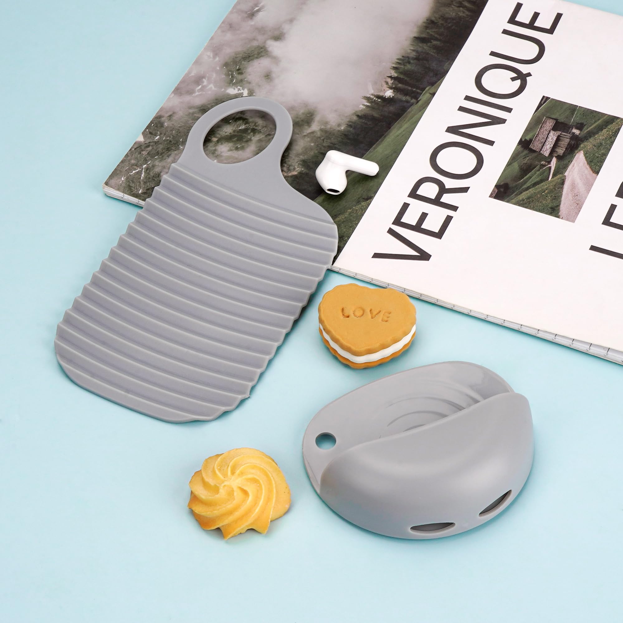 SHIDOW Portable Mini Washboard - Compact Handheld Scrubbing Board for Travel & Camping - Lightweight Laundry Tool for Hand Washing Clothes (2 Pack) - Perfect for Camping, RV Trips & Small Space Living