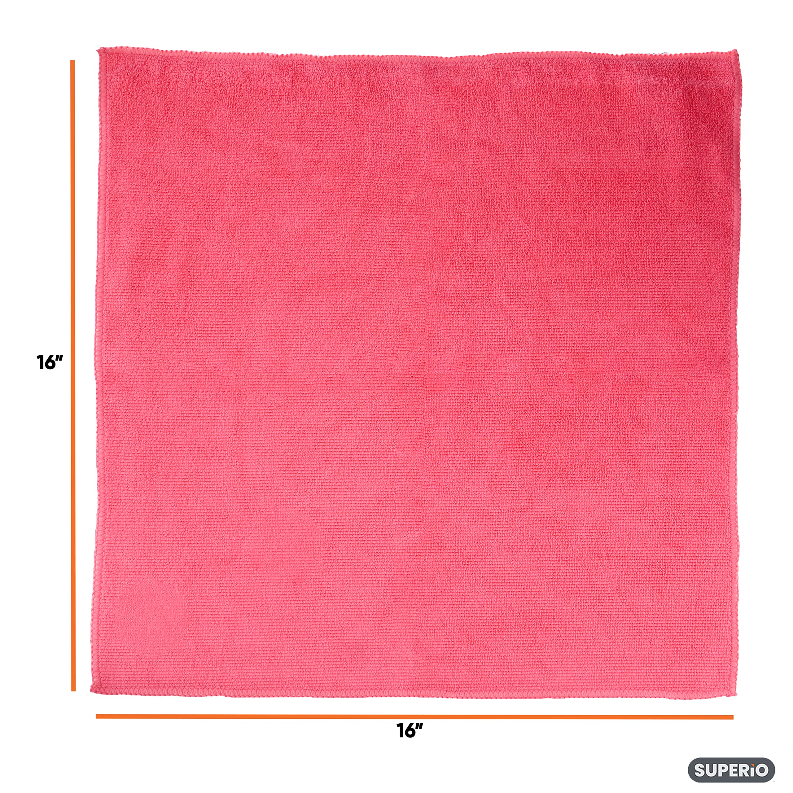 Superio Pink Microfiber Cleaning Cloths - 16x16 Inch Lint-Free, Washable & Reusable - Streak-Free for Cars, Kitchen, Bathroom - No Detergents Needed - 4 Pack - Perfect for Dusting, Polishing & Deep Cleaning Surfaces