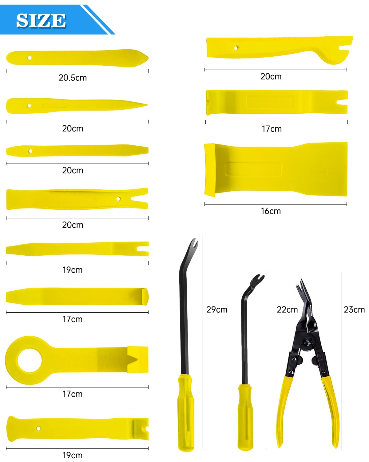 Poraxy 19-Piece Car Trim Removal Tool Kit - Auto Panel Door & Audio Fastener Pry Tool Set with Storage Bag - Perfect for Car Detailing, DIY Repairs & Stereo Installations