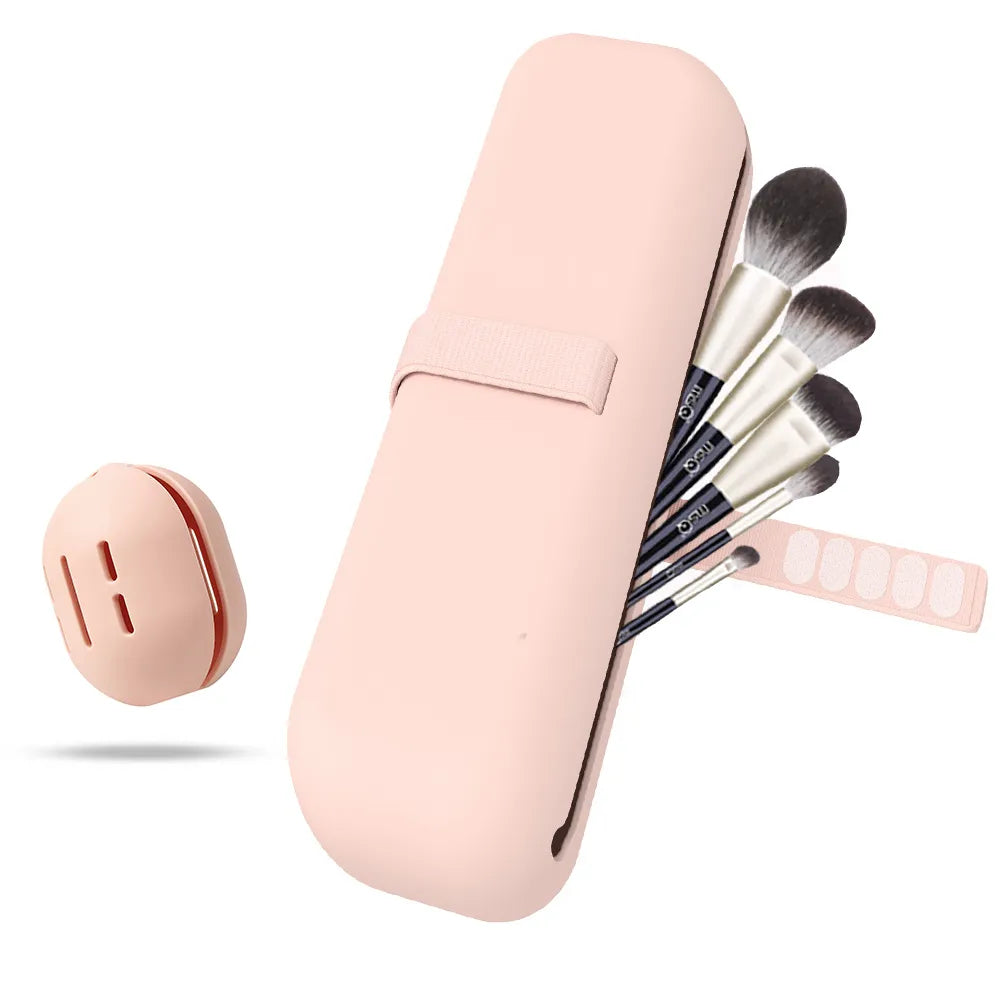 Portable Travel Makeup Brush Holder - Compact & Leak-Proof Cosmetic Brush Organizer for On-The-Go Beauty Essentials | Perfect for Airplane, Gym Bag & Vacation Trips