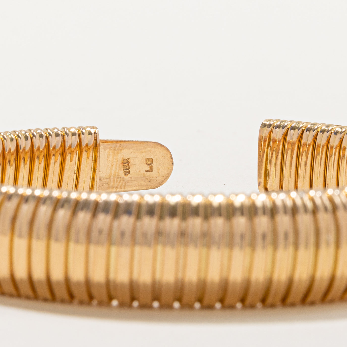 18K Yellow Gold Fluted Bracelet for Women - 7.75 Inch Adjustable Luxury Bangle | Perfect for Weddings, Parties & Everyday Elegance