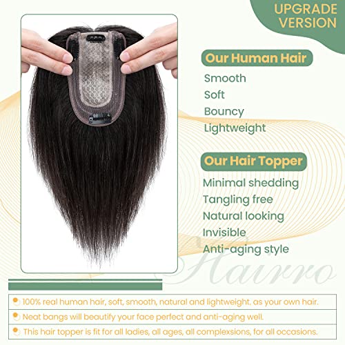 Clip in Human Hair Topper with Silk Base - Natural Looking Hairpiece for Thinning Hair - Perfect for Daily Wear, Special Occasions & Styling